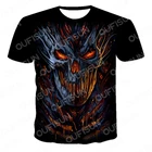 Футболка с коротким рукавом и круглым вырезом, летняя дышащая футболка большого размера с 3D-принтом черепа для мужчин и женщин