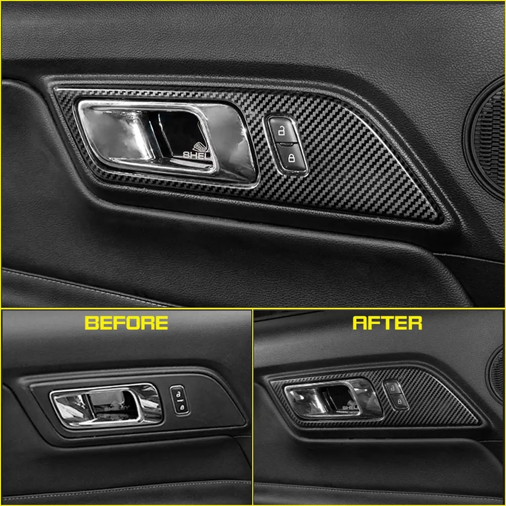 

Carbon Fiber Interior Door Handle Frame Trim Sticker Fit for Ford Mustang 15-19