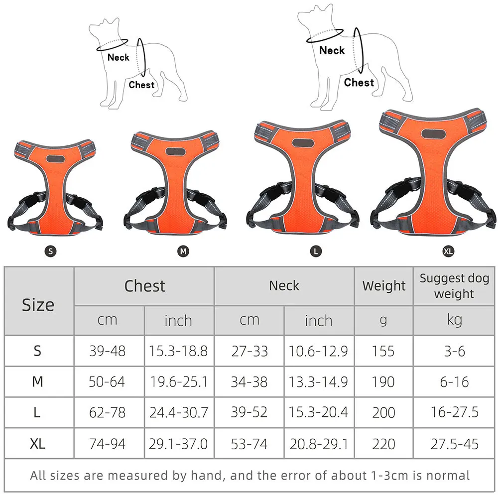 

Dog Soft Reflective Nylon Dog Harness No Pull Adjustable Dog Vest Collar for Small Medium Large Dogs dog leash Pitbull Pug