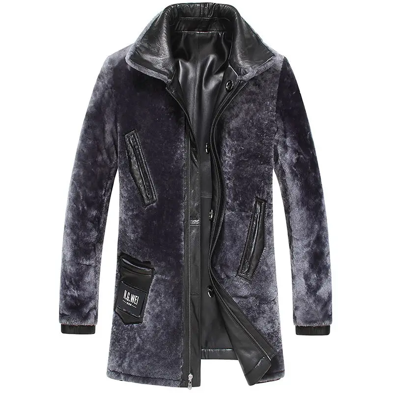 

Winter Genuine Autumn Leather Jacket Men Sheepskin Coat Wool Liner Real Fur Coats Chaqueta Cuero Hombre 99-A06025 KJ2382