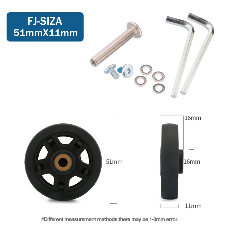 FJ-51-11 Luggage wheel repair accessories Makeup trolley parts universal rolling wheel 51mm*11mm high quality Unilateral black caster - Цвет: FJ-51-11