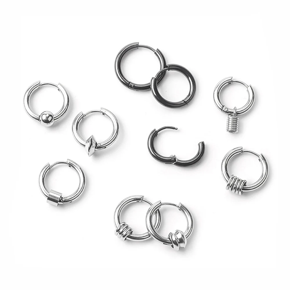 1 шт. модные маленькие круглые серьги-кольца в стиле панк и готика из нержавеющей