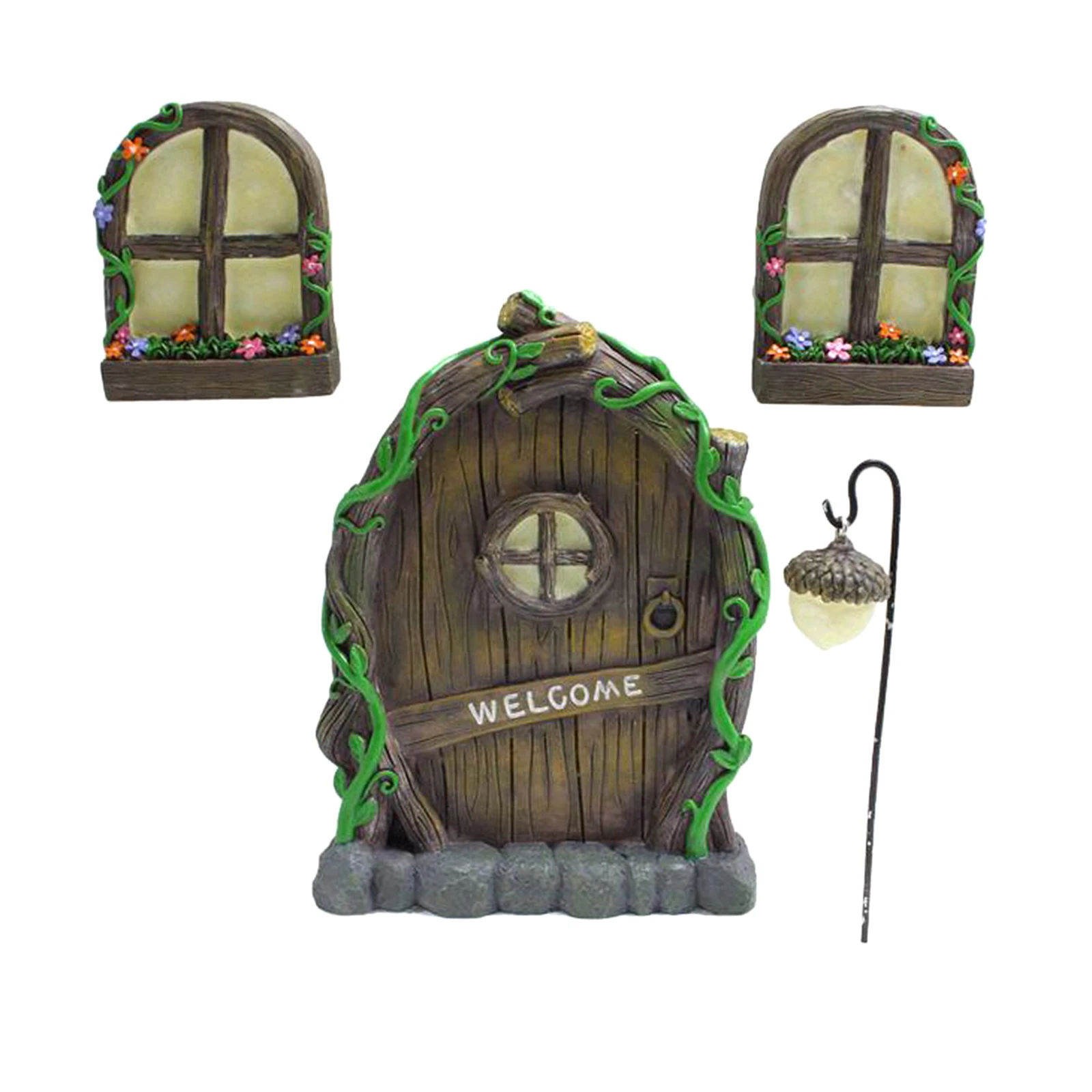 

2 Set Miniature Fairy Garden Window for Trees Art Garden Decor for Kids Room