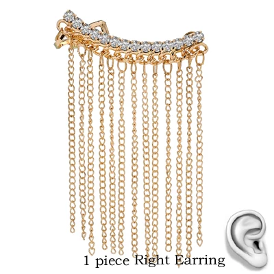 Gold E0181G Богемные цветные Серьги-клипсы с перьями, Женские аксессуары, милые золотые длинные серьги-манжеты с кисточками, модные ювелирные изделия, подарки - Окраска металла: Gold E0181G