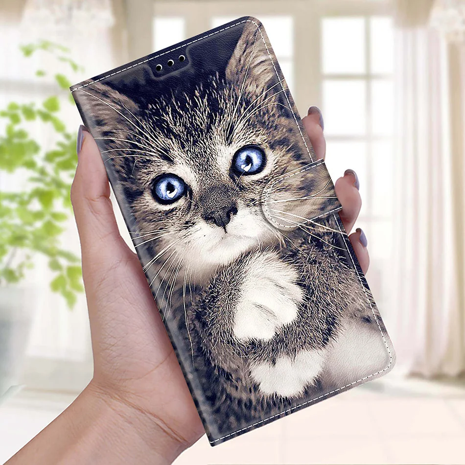 Colored Painted Magnetic Flip Wallet Case For Samsung Galaxy S7 S8 S9 Plus S10 S20 FE S21 Ultra Card Slots Phone Book Cover Etui