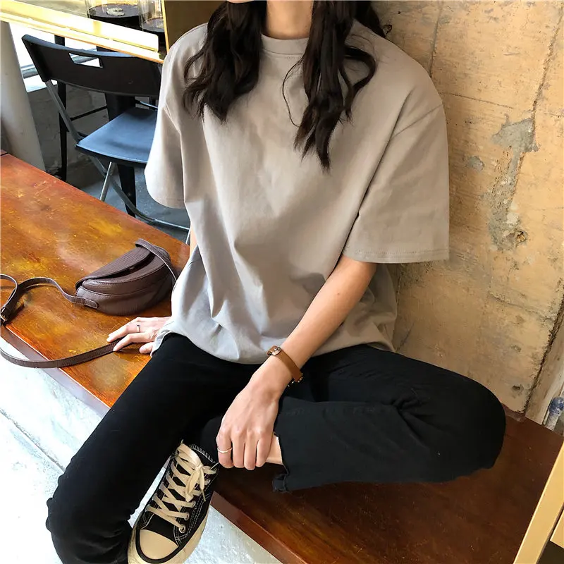 

Alien Kitty 2021 New Summer T Shirt Women Soft Free Loose Hot Sale Solid Fresh Casual Natural Short Basic Shirts 9 Colors HH378