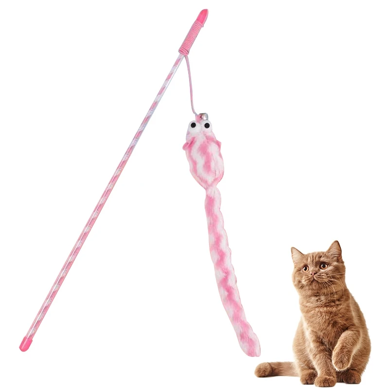 

1PC Pet Cat Teaser Toys Plush Feather Long Cat Play Wand Kitten Catcher Teaser Stick Cat Interactive Toys Wood Rod Mouse Toy