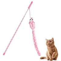 1pc pet cat teaser toys plush feather long cat play wand kitten catcher teaser stick cat interactive toys wood rod mouse toy
