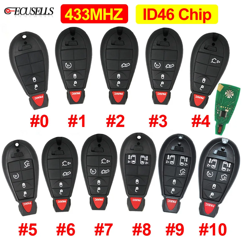 2/3/4/5/6/7 Кнопка дистанционного Smart ключи 433 МГц ID46 PCF7941 чип для Chrysler Town& Country для Jeep Dodge Magnum Дуранго