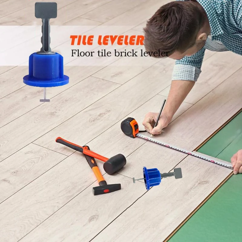

50Pcs Flat Ceramic Floor Wall Construction Tools Reusable Tile Leveling System Kittile Leveling System Kit for Tile-Blue