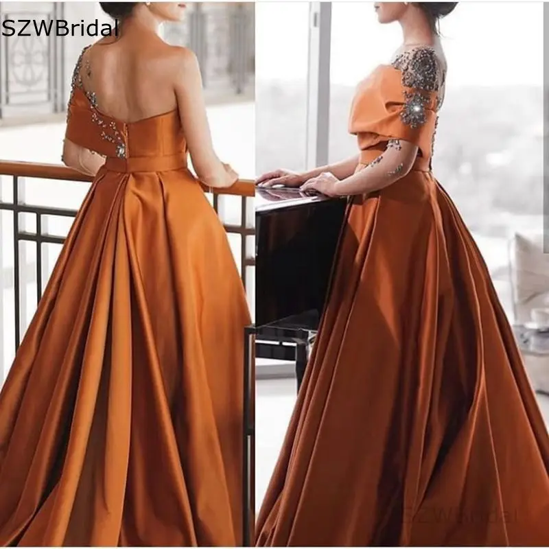 

Новое поступление, вечернее платье на одно плечо с длинным рукавом, 2023, Недорогое Платье трапециевидного силуэта с кристаллами и бисером, ...