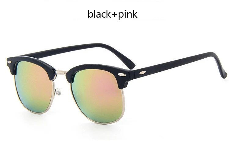 Black Pink LEONLION полуметаллические солнцезащитные очки для мужчин и женщин, брендовые дизайнерские очки, зеркальные солнцезащитные очки, модные Gafas Oculos De Sol, классические - Цвет линз: Black Pink