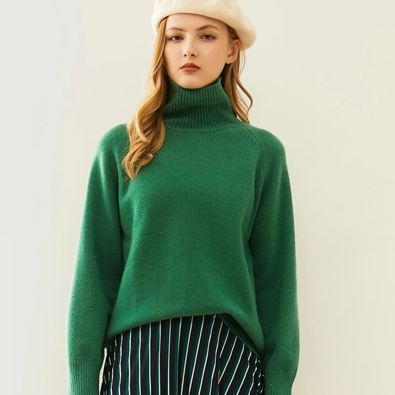 adishree 2020 woman winter 100% Cashmere sweaters autumn knitted Pullovers High Quality Warm Female thickening Turtleneck