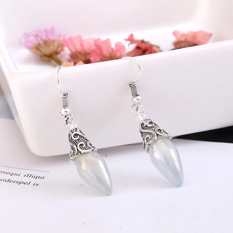 

Fashion Vintage Moonstone Drop Earrings Classic Bohemian Style Lady Silver Color Dangle Earring Jewelry for Women Gift 40Q705