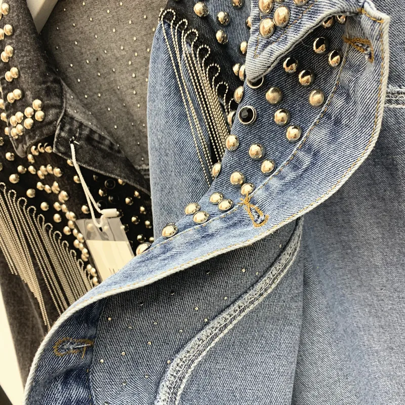 Женская джинсовая куртка в уличном стиле осенняя новая свободная Черная с