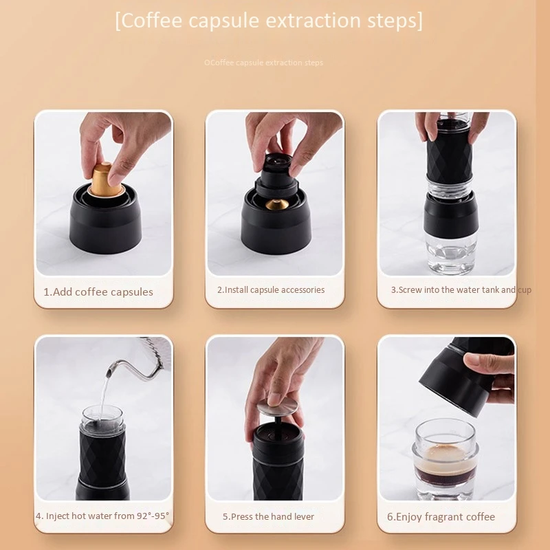 

Manual Coffee Machine Portable Espresso Coffee Maker Outdoor Travel Hand Press Powder/Capsule Coffee Machine