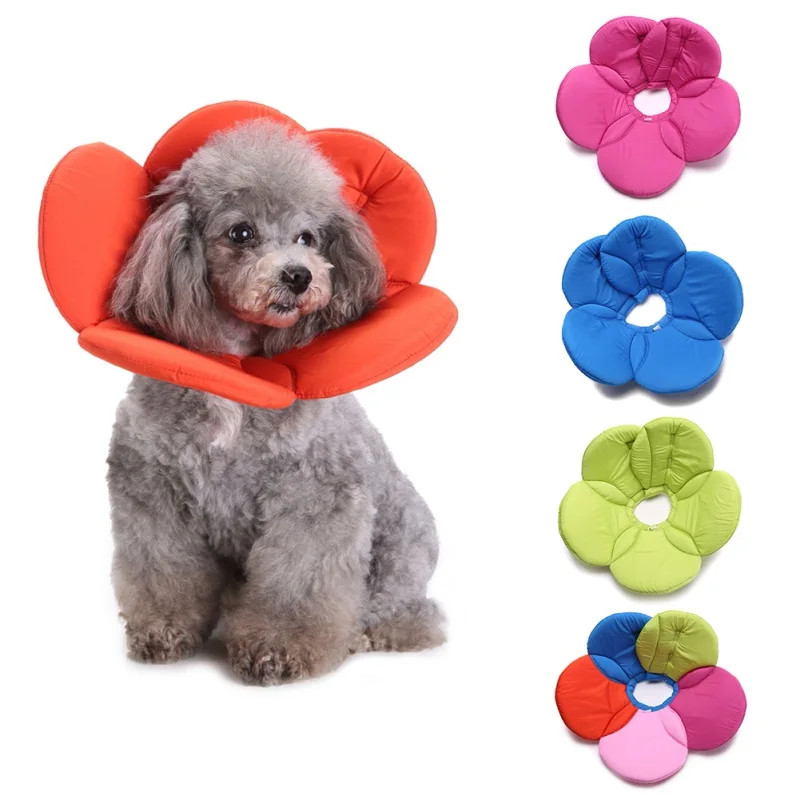 

Recovery Pet Cone E-Collar for Cats Dogs Flower Elizabeth Soft Dacron Sponge Filling Protective Collar Pack