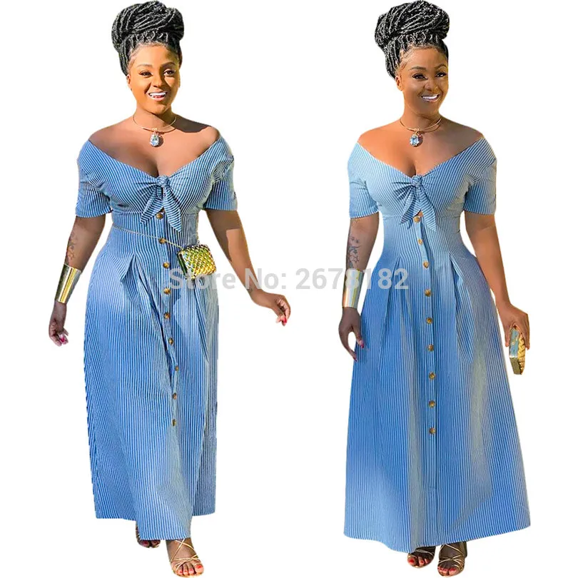 Элегантное платье с открытыми плечами в полоску принтом длинное для женщин на