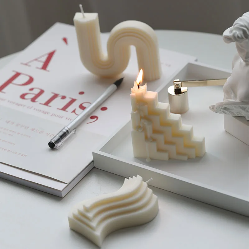 

Geometric candle silicone mold creative style mould abstract nordic home decor ladder candle mold s shape decorative mold