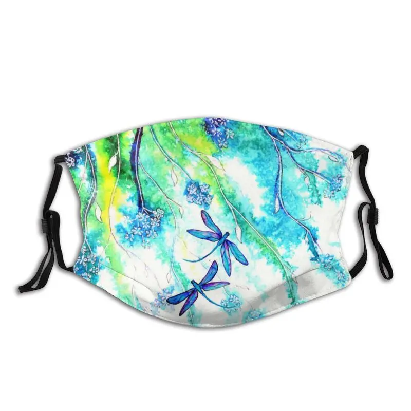 

Дышащие красивые стрекоза ангелы рот маска для лица с цветочным узором против дымки защитный респиратор муфельной маска с фильтрами PM 2,5
