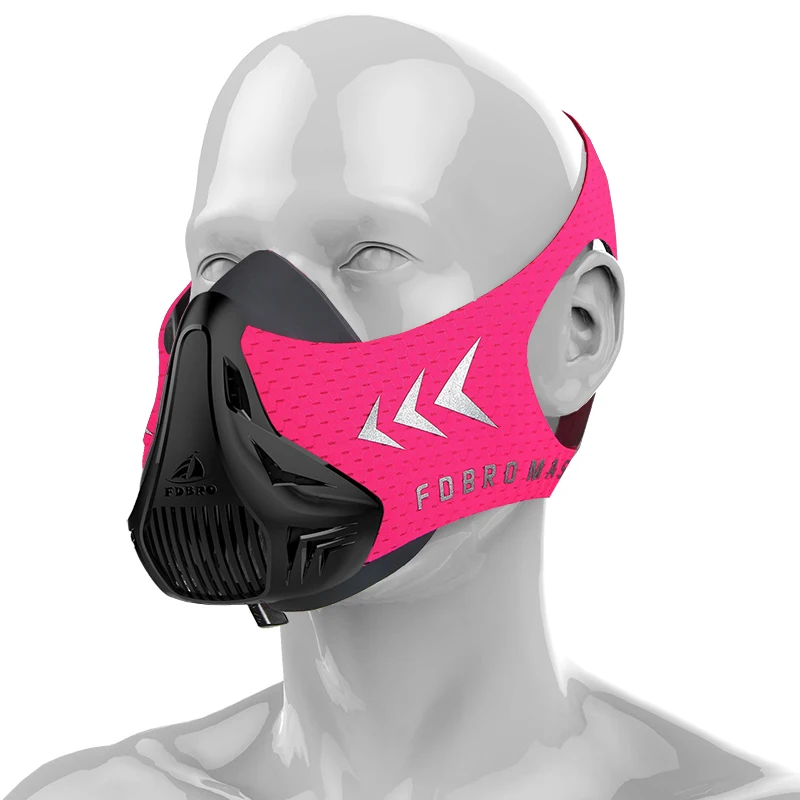 Pink black Спортивная маска для бега FDBRO Спортивная маска шестискоростная тренировочная противокислородная защита сопротивление кислороду высота кардио маска для выносливости - Цвет: Pink black