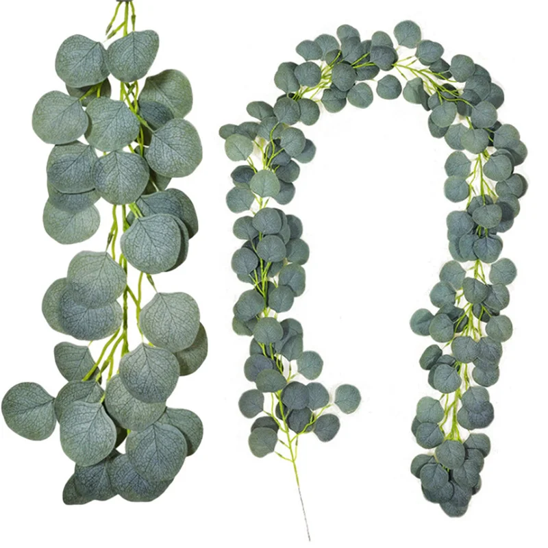 

200 CM Silk Artificial Rattan Eucalyptus Willow Leave For Wedding Office Garden Christmas Decora Scrapbook Accessories Flowers
