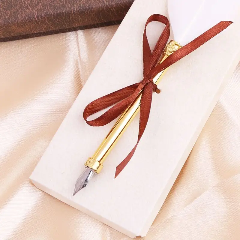 Винтажная перьевая ручка с белым пером каллиграфические принадлежности для