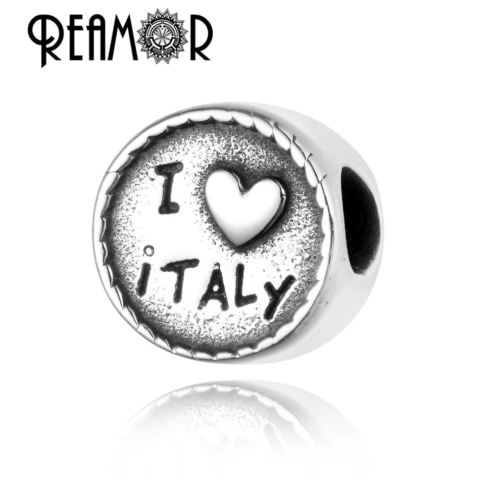 REAMOR из нержавеющей стали I Love Italy Лондон Нью-Йорк Париж Hollond путешествия Шарм бусины для DIY изделия в виде ювелирных браслетов