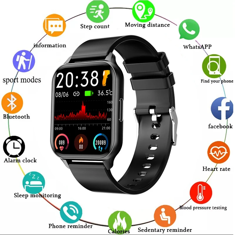 

Смарт-часы унисекс, с пульсометром, тонометром и фитнес-трекером, для Android и IOS