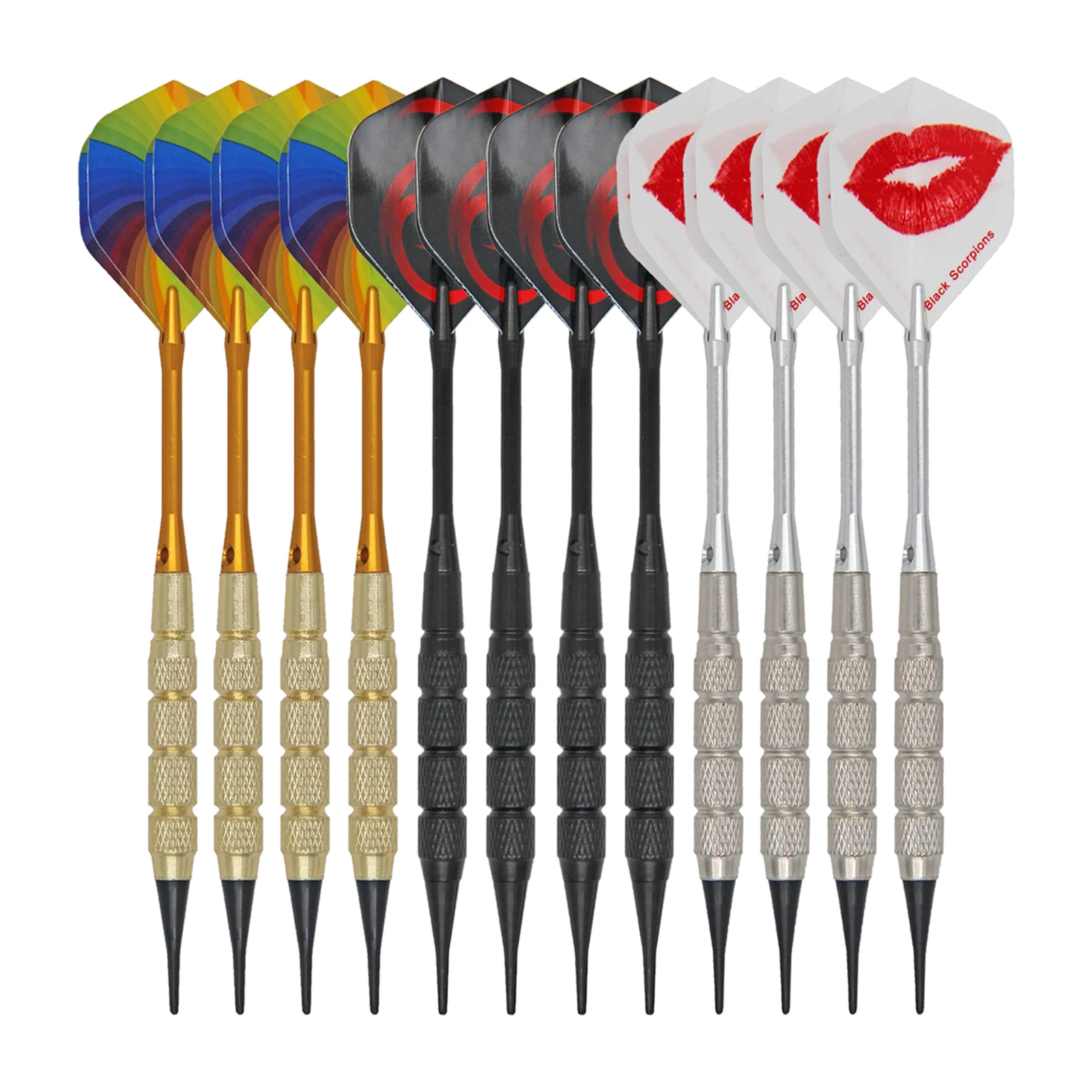 

12Pcs Shaft Darts Set with Soft Dart Tip+O Ring+Dart +Wrench