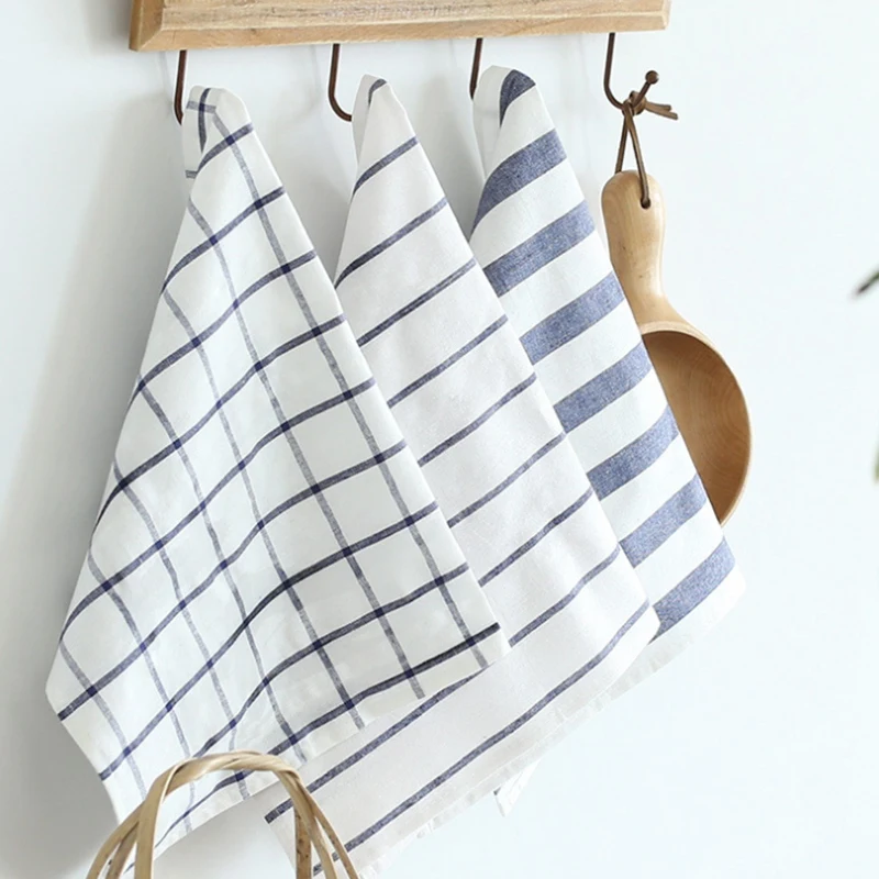 3 шт. Классическая Освежающая синяя полосатая клетчатая Скатерть Салфетка под