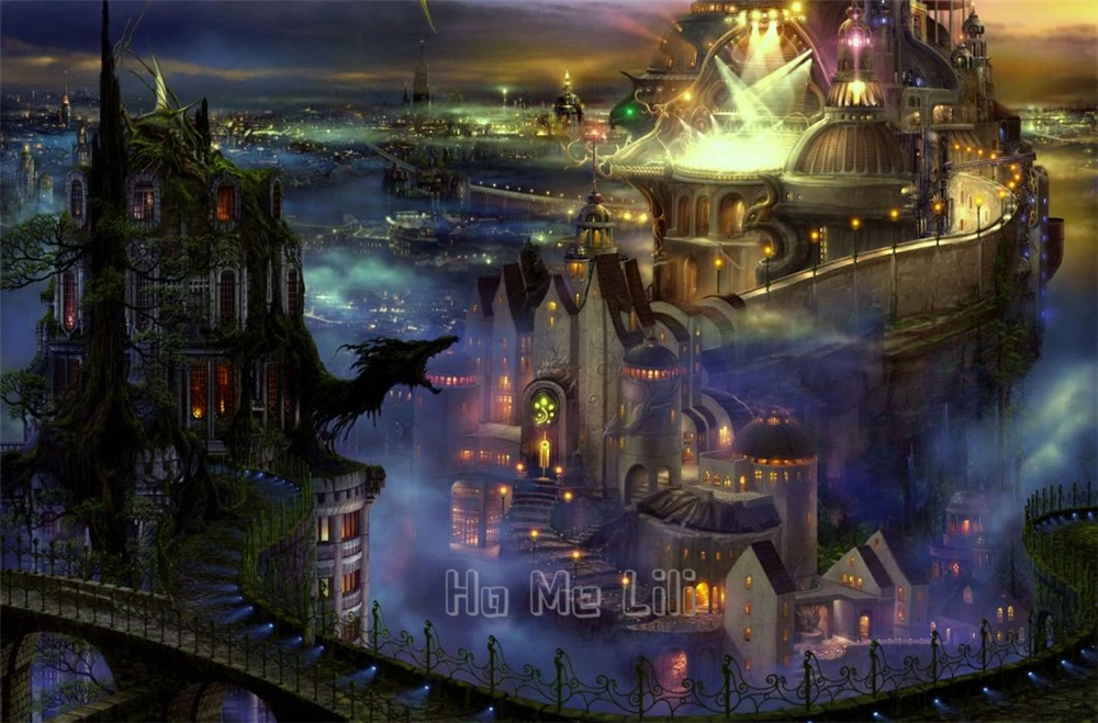 Tapiz de fantas&iacute;a de ciudad de noche, Interior, dise&ntilde;o &uacute;nico-2