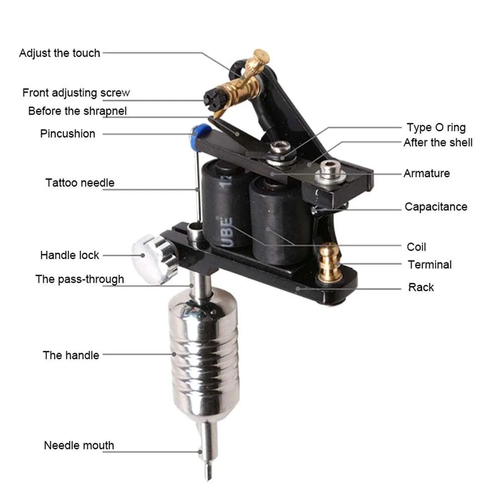 

Professional Complete Tattoo Kit Set Tattoo Power Supply Coils Guns with Needles Tattoo Machine with 1 Non-fading Color Ink for