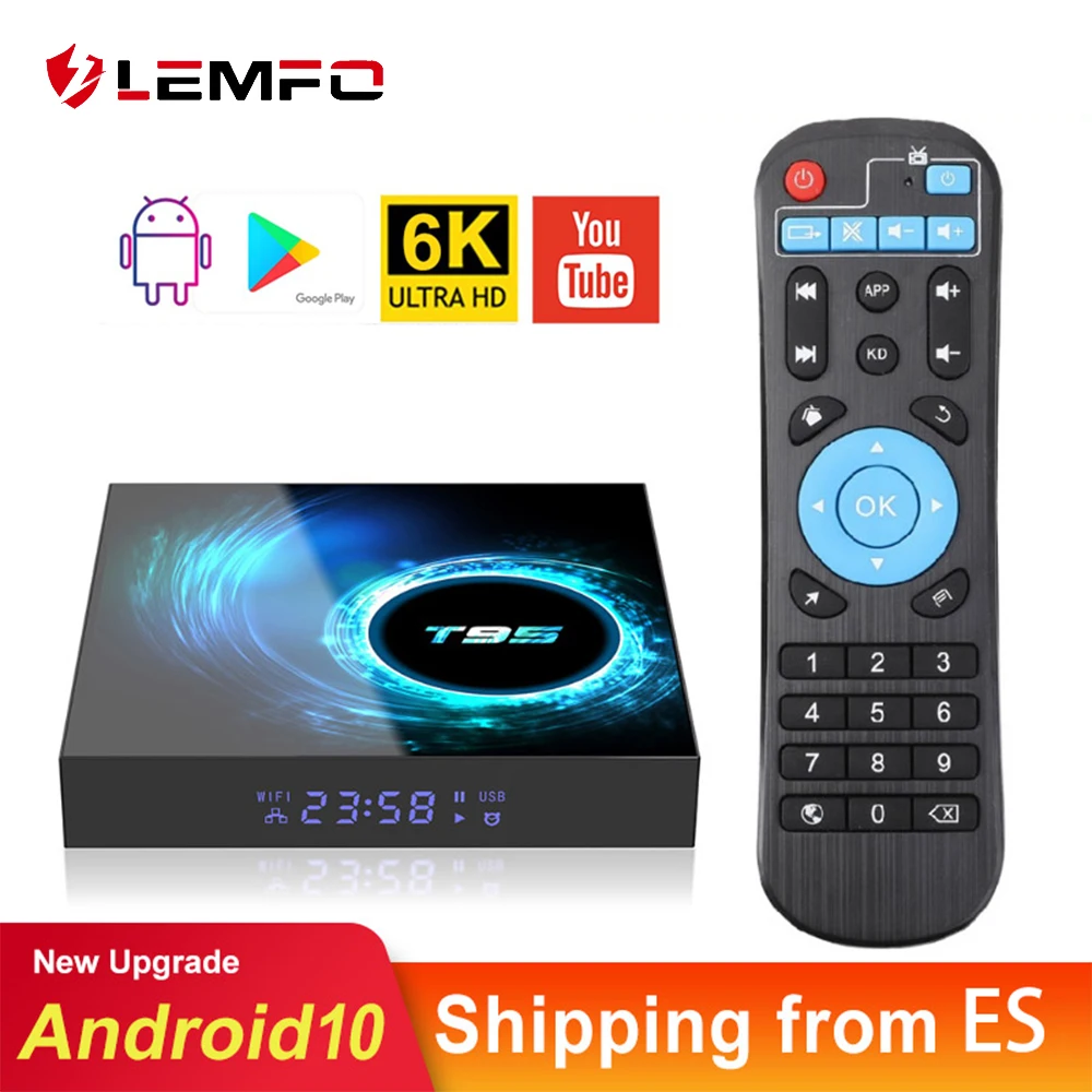 

LEMFO T95 H616 Smart Android TV Box Android 10 Wifi Support BT 6K 3D YouTube Google Play 4G 64GB Set Top Box 2021 Media Player