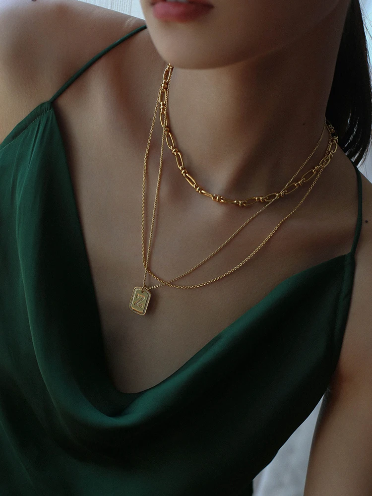 Модные золотые английские буквы квадратный брендовая кулон ожерелье для женщин