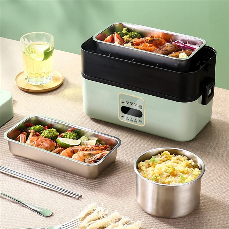

220V Electric Heating Lunch Box 1/2 Layer Food Storage Container Portable Electric Rice Cooker Food Warmer For Travel Office