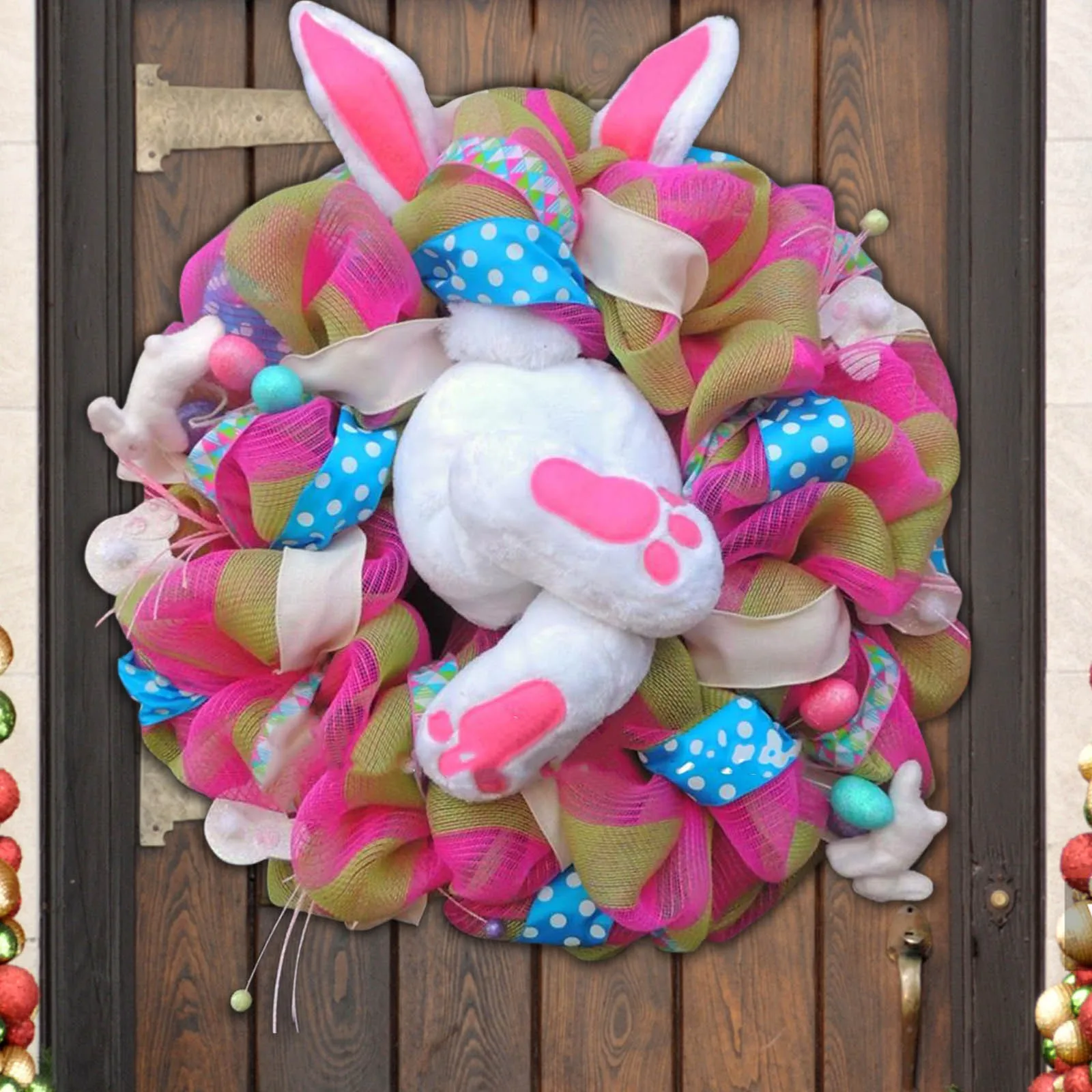 

Easter Decoration Artificial Rattan Bunny Wreat Outdoor Indoor Hanging Wreath Home Ornament DIY Craft Wedding Wreath Wreath
