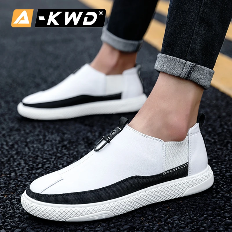 Туфли мужские кожаные лоферы без застежки повседневная обувь для вождения