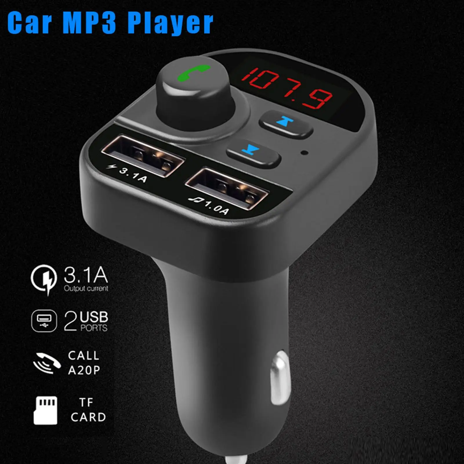 Автомобильный FM-передатчик 1 шт. беспроводной Bluetooth 5 0 радио с громкой связью
