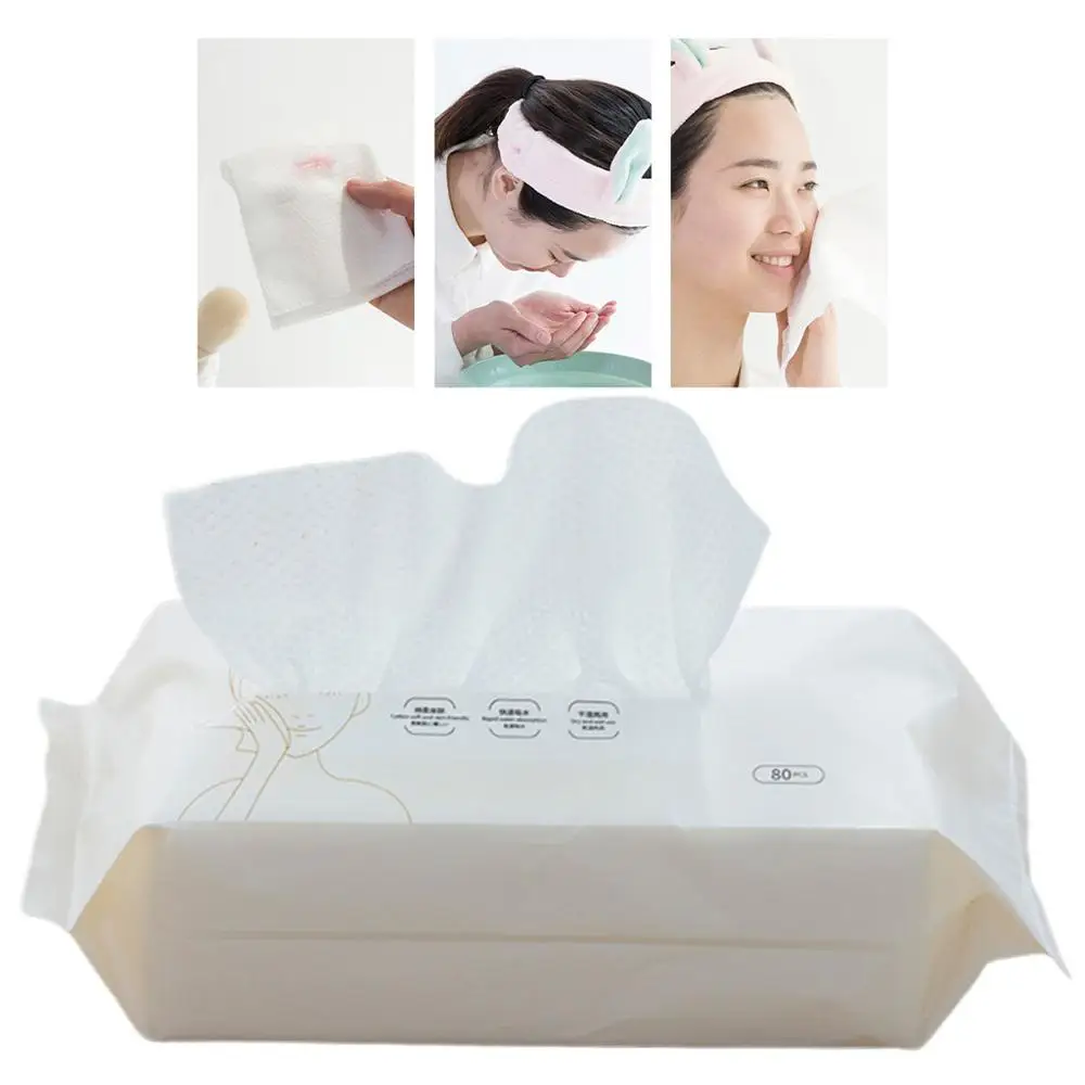 

80pcs/pack Disposable Cotton Face Tissue Towel Wipes Makeup Remover Facial Cleansing Washcloth Pearl Home Travel Wet Dry