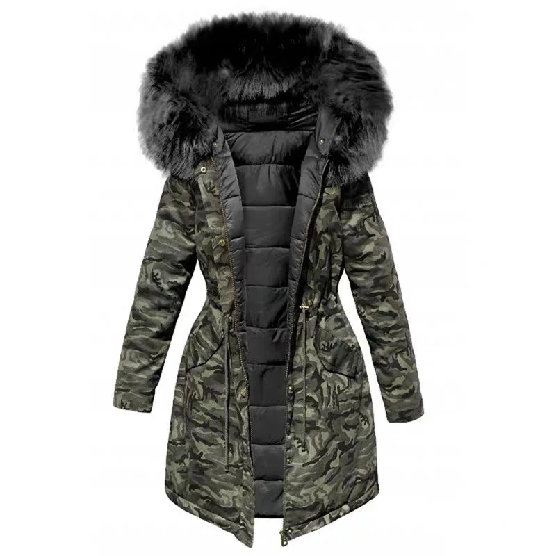 

Women Winter Jacket Hooded Parkas Winter Coat Women Loose Parka Fur Collar Cotton Padded Jackets