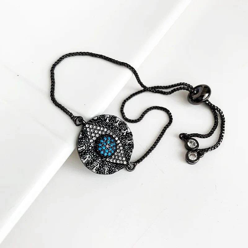 Золотой браслет Evil Eye для женщин CZ Радуга турецкий черный медь инкрустация циркон браслет из голубых кристаллов девушки ожерелье от сглаза