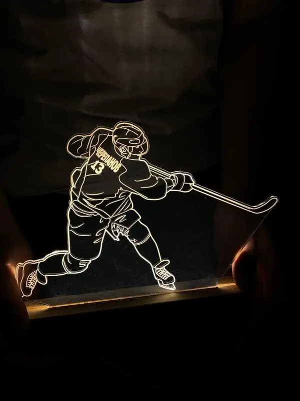 3D night light lamp checase ice hockey player with your number and фамилией | Лампы и освещение