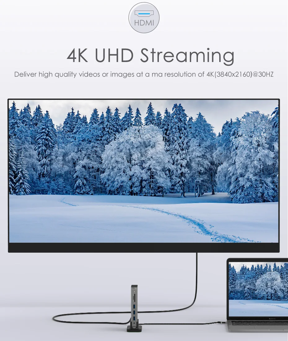 USB-C переносная док-станция с HDMI 1080P VGA, Gigabit Ethernet, кардридер, адаптер Aux, USB3.0, питания, разъем rj45