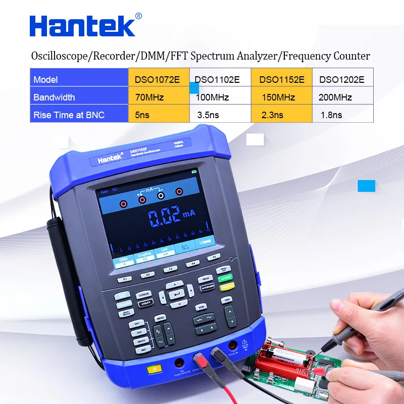 Hantek DSO1000E Digital handheld oscilloscope 700MHz~200MHz Oscilloscope/Recorder/DMM/FFT Spectrum Analyzer/Frequency Counter |
