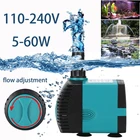 Погружной водяной насос для аквариума, бесшумный питьевой насос 3-60 Вт, с фильтром для фонтана, для пруда, с вилкой Стандарта ЕССШАВеликобритания