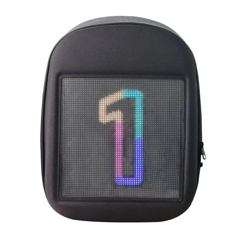 2020 New smart LED wearable device LED screen programmable advertising DIY Wifi ios APP control student cool backpack enlarge