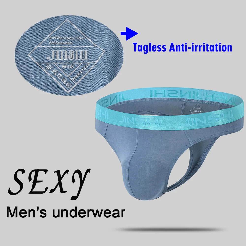 Sexy Bamboo Fiber Men's Underwear Bikini Thongs Men's Low Rise Ventilation Briefs