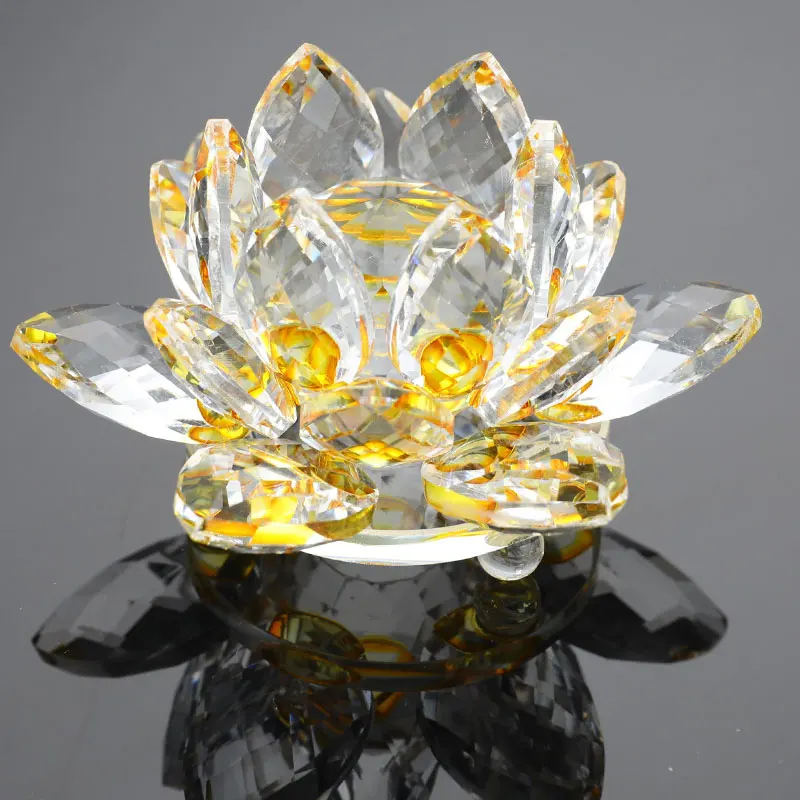 

80mm Home Wedding Party Decor Gifts Souvenir Quartz Crystal Lotus Flower Crafts Glass Paperweight Fengshui Ornaments Figurines