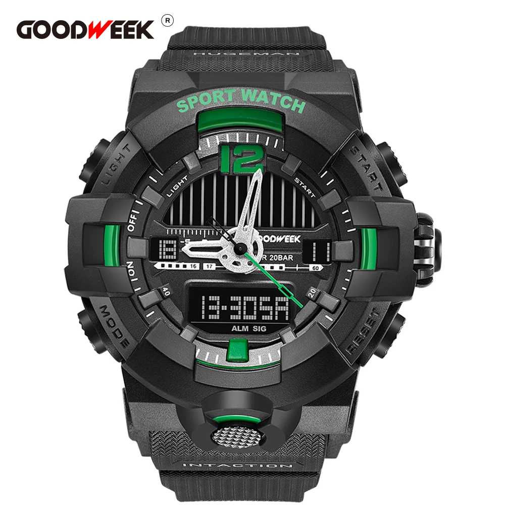 Часы наручные GOODWEEK Мужские Цифровые спортивные водонепроницаемые кварцевые с